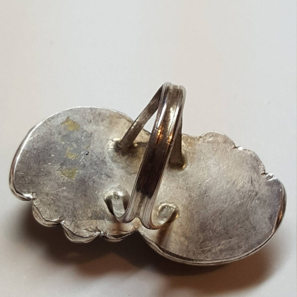 Antique Navajo Ring Size 7 Sterling Turquoise - Picture 7 of 10